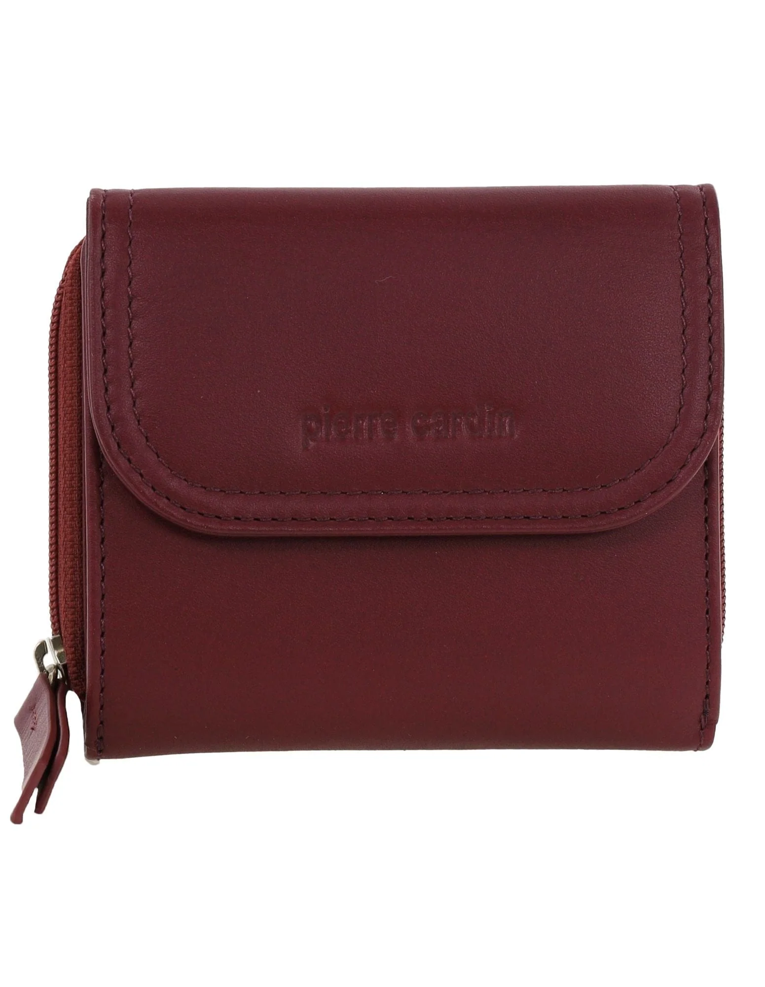 Pierre Cardin Women's Leather Tri-Fold Tab Card Holder Wallet Wine 11.5cm