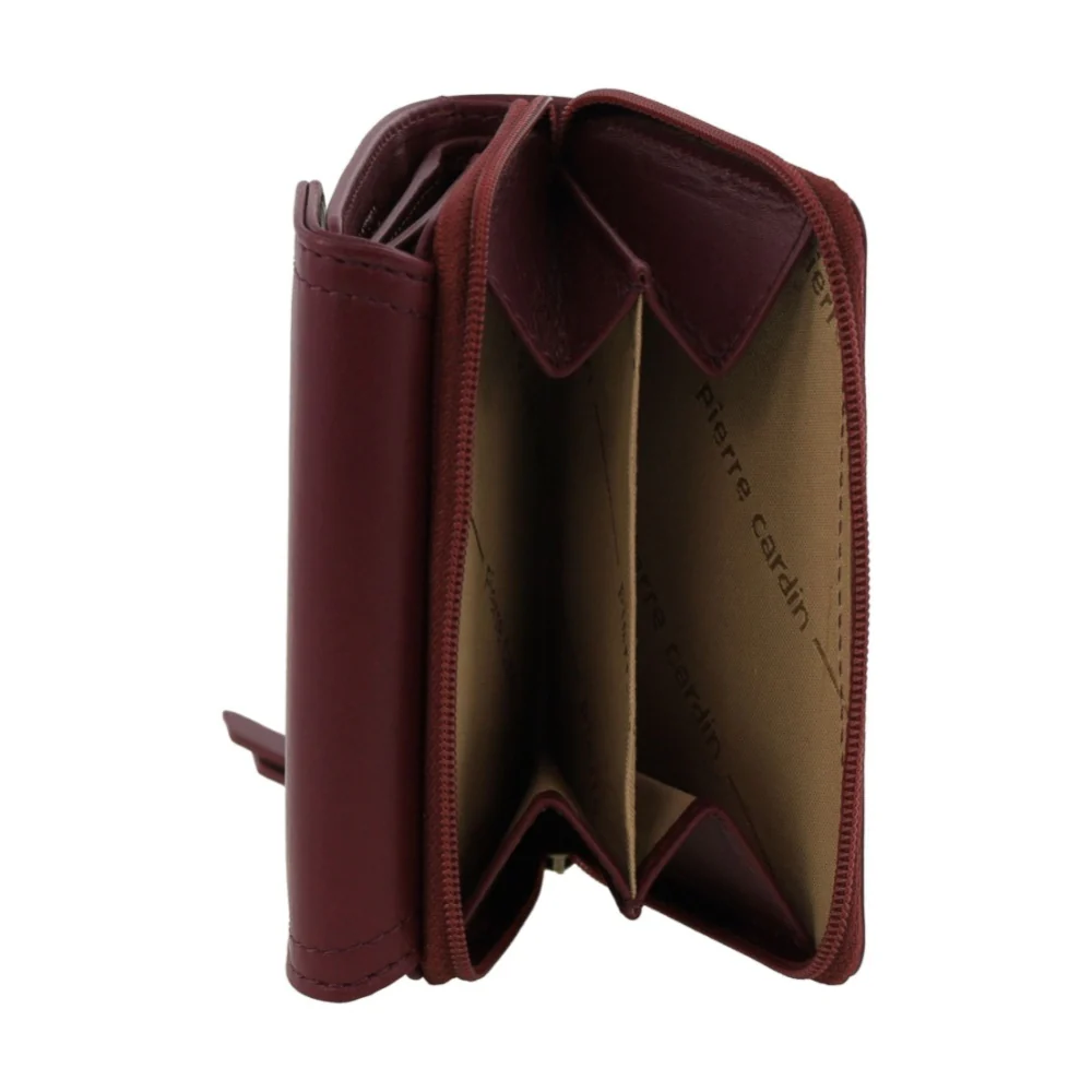 Pierre Cardin Women's Leather Tri-Fold Tab Card Holder Wallet Wine 11.5cm - Image 2