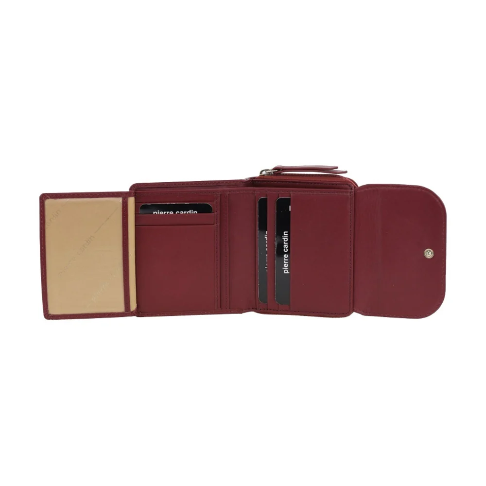 Pierre Cardin Women's Leather Tri-Fold Tab Card Holder Wallet Wine 11.5cm - Image 4