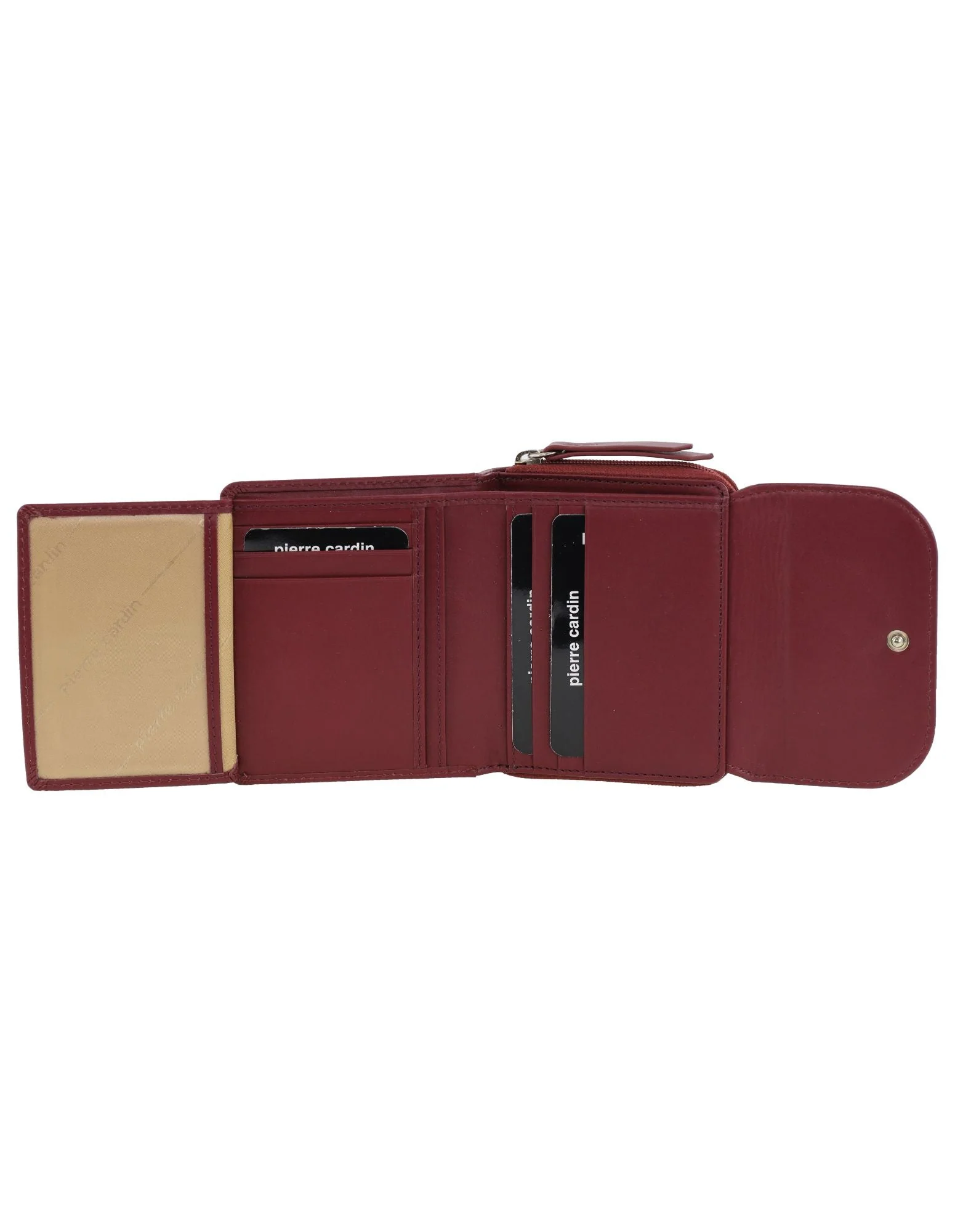 Pierre Cardin Women's Leather Tri-Fold Tab Card Holder Wallet Wine 11.5cm - Image 7