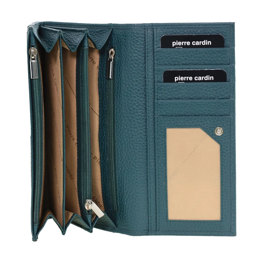 Pierre Cardin Women's Rustic Leather Protected RFID Wallet 19cm Green - Image 3