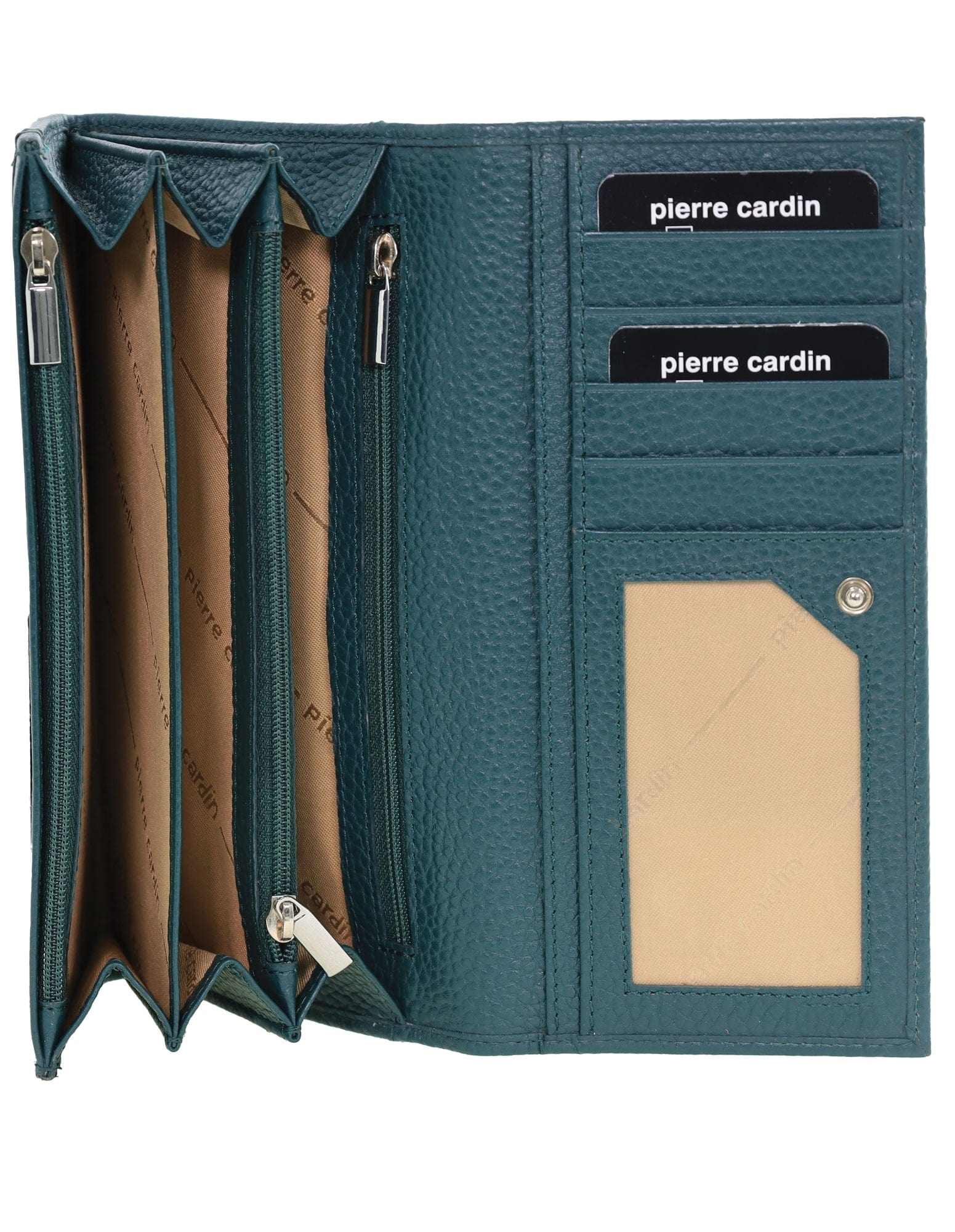 Pierre Cardin Women's Rustic Leather Protected RFID Wallet 19cm Green - Image 5