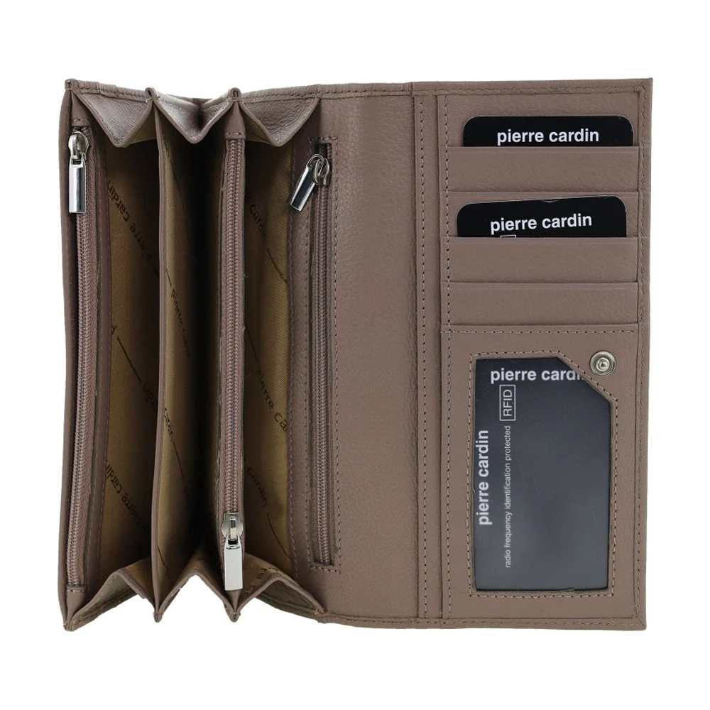 Pierre Cardin Women's Rustic Leather Protected RFID Wallet 19cm Taupe - Image 2