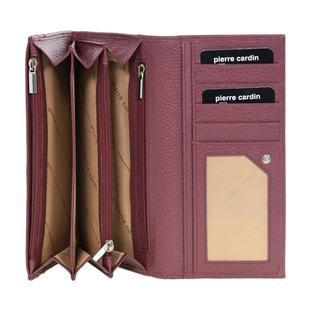 Pierre Cardin Women's Rustic Leather Protected RFID Wallet 19cm Wine - Image 2