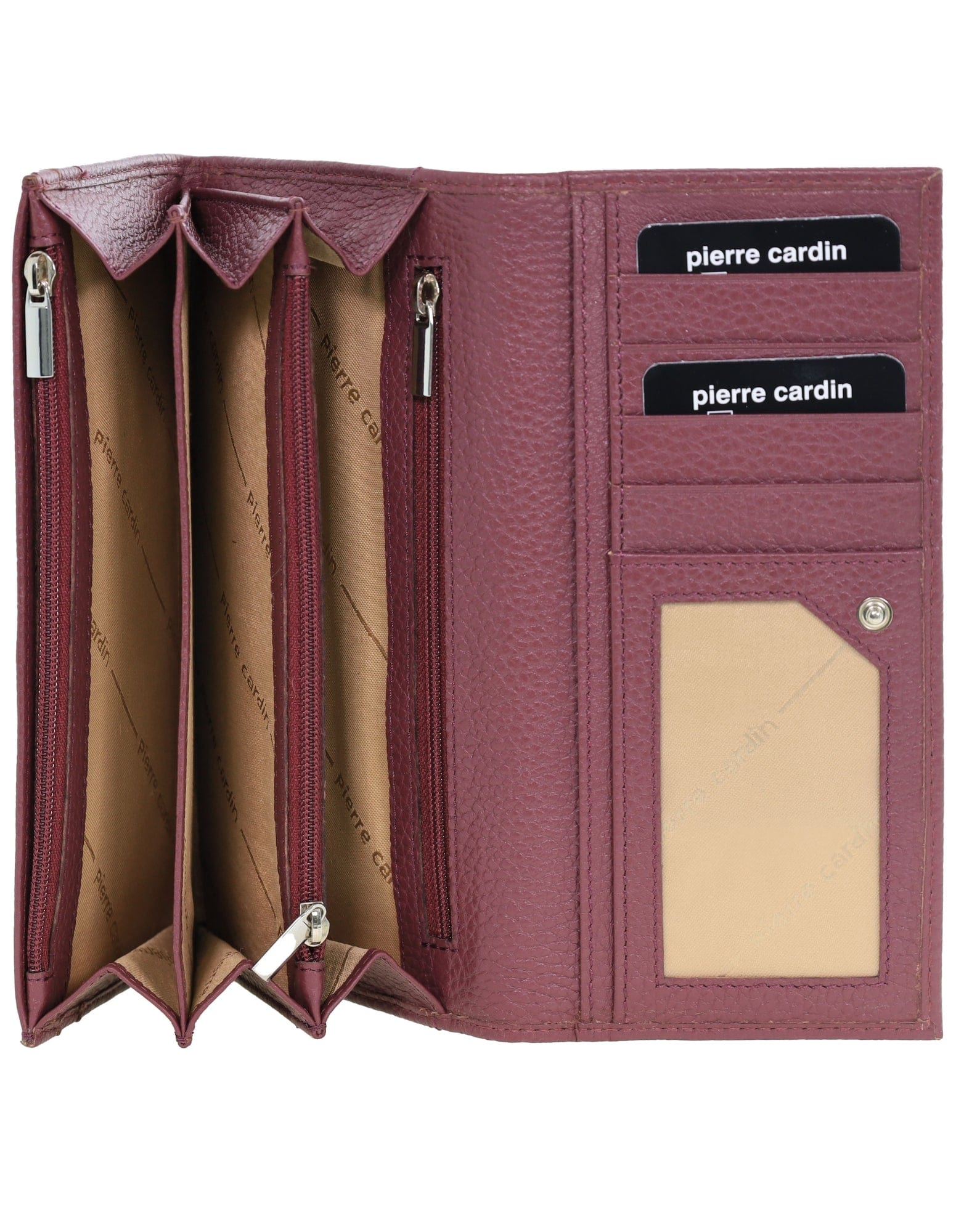 Pierre Cardin Women's Rustic Leather Protected RFID Wallet 19cm Wine - Image 4