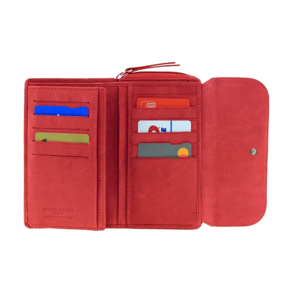 Pierre Cardin Women's Tri-Fold Tab Protected RFID Wallet Cherry/Taupe 17cm - Image 4