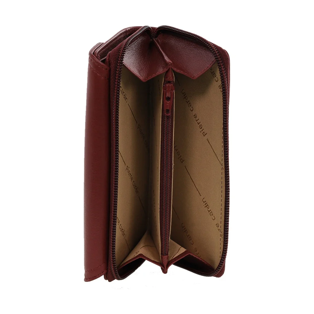 Pierre Cardin Women's Tri-Fold Tab Protected RFID Wallet Cherry/Taupe 17cm - Image 5