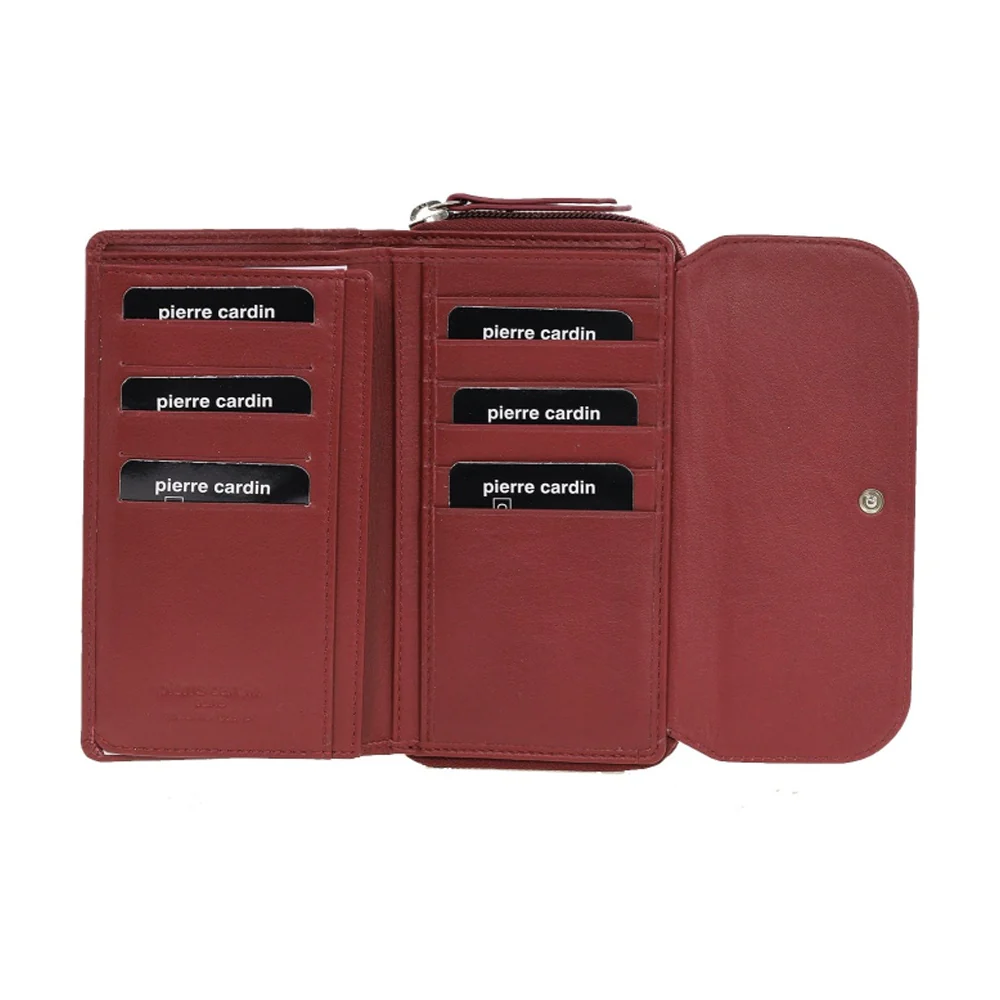 Pierre Cardin Women's Tri-Fold Tab Protected RFID Wallet Cherry/Taupe 17cm - Image 6