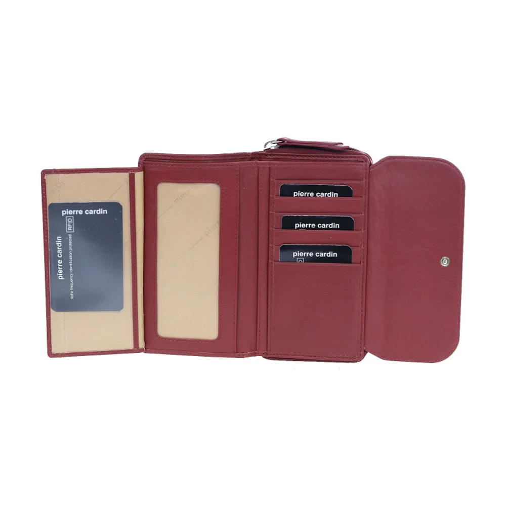 Pierre Cardin Women's Tri-Fold Tab Protected RFID Wallet Cherry/Taupe 17cm - Image 7