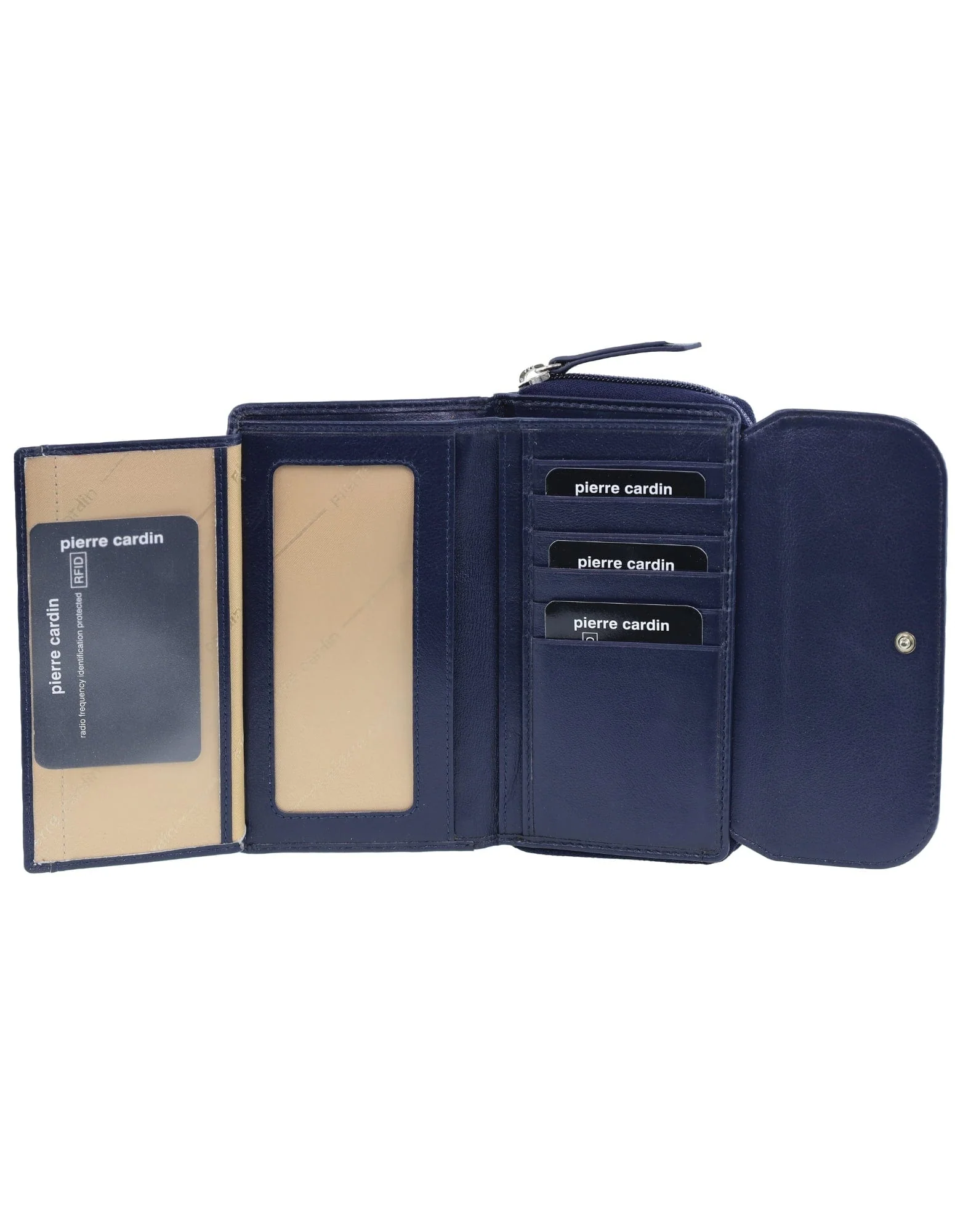 Pierre Cardin Women's Tri-Fold Tab Protected RFID Wallet Navy/Taupe 17cm - Image 7