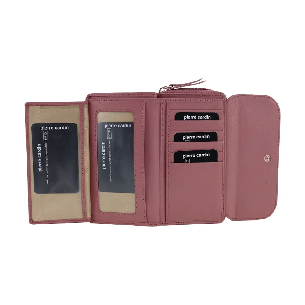 Pierre Cardin Women's Tri-Fold Tab Protected RFID Wallet Pink/Taupe 17cm - Image 3