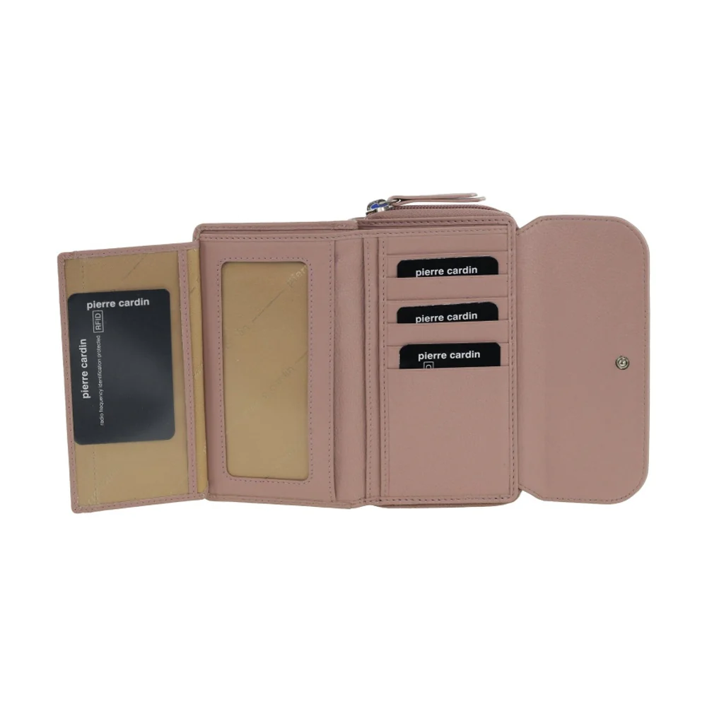 Pierre Cardin Women's Tri-Fold Tab Protected RFID Wallet Pink/Taupe 17cm - Image 7