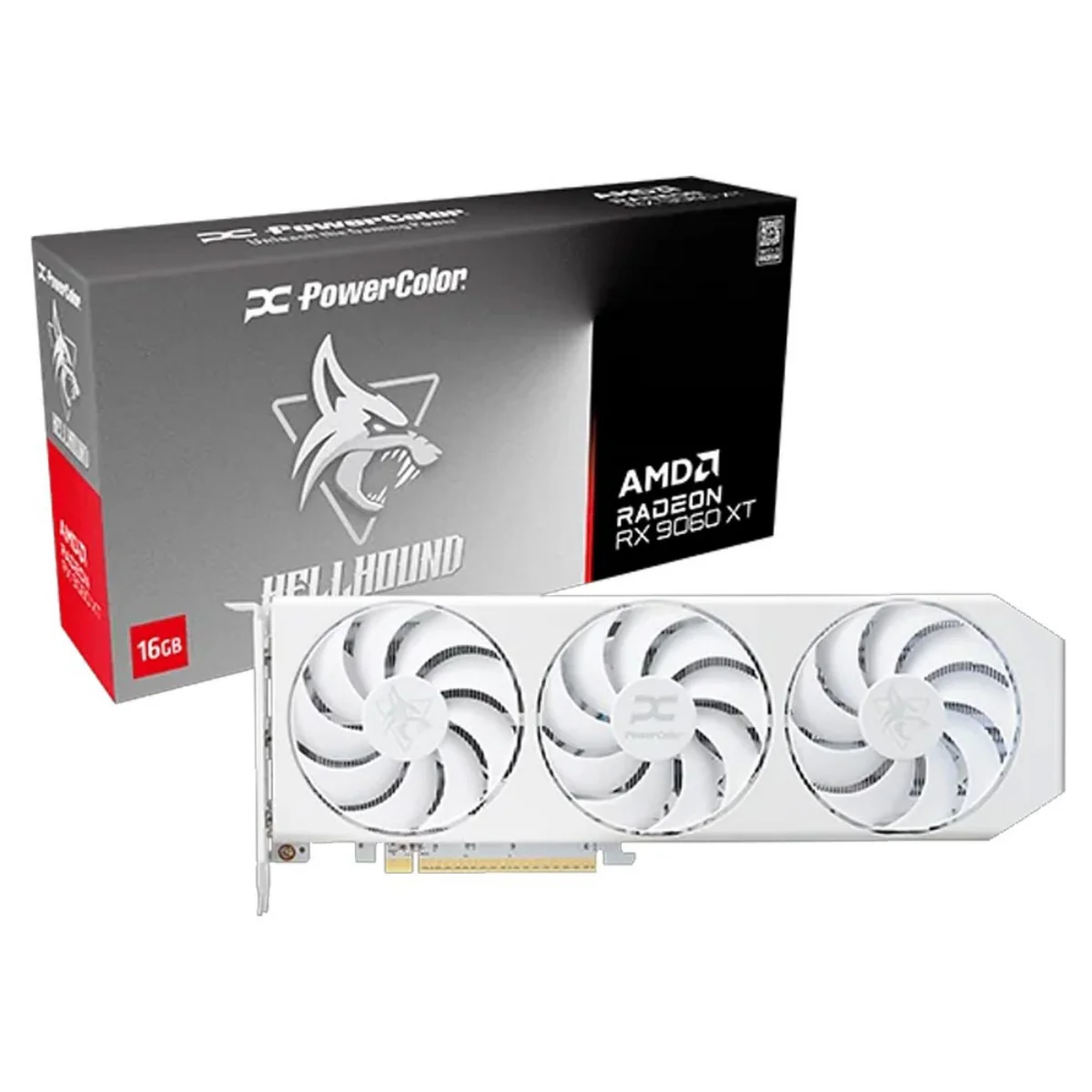 PowerColor Hellhound Radeon RX 9060 XT White OC 16GB GDDR6 Graphics Card