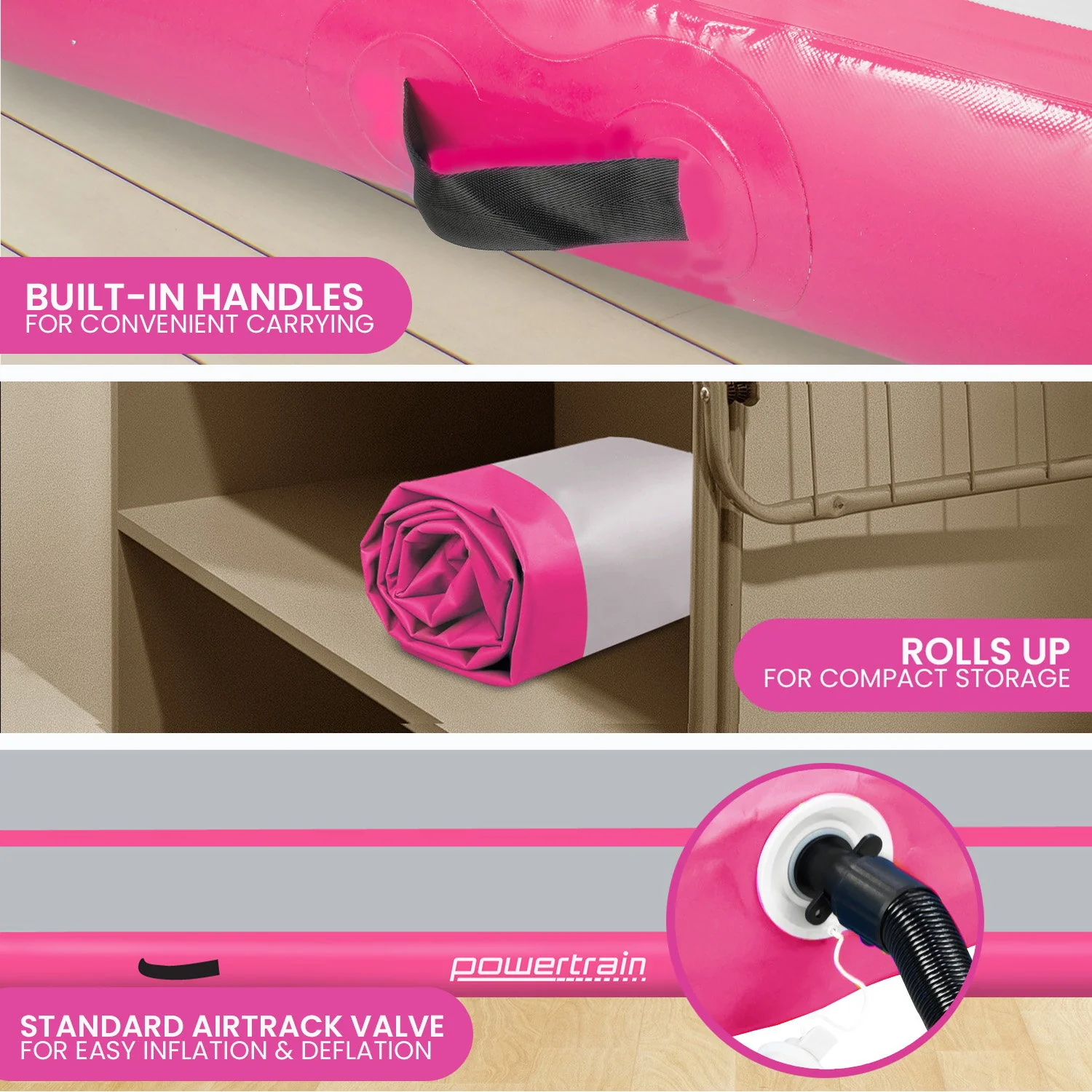 Powertrain 6m Air Track Gymnastics Mat (Grey/Pink) - Image 6