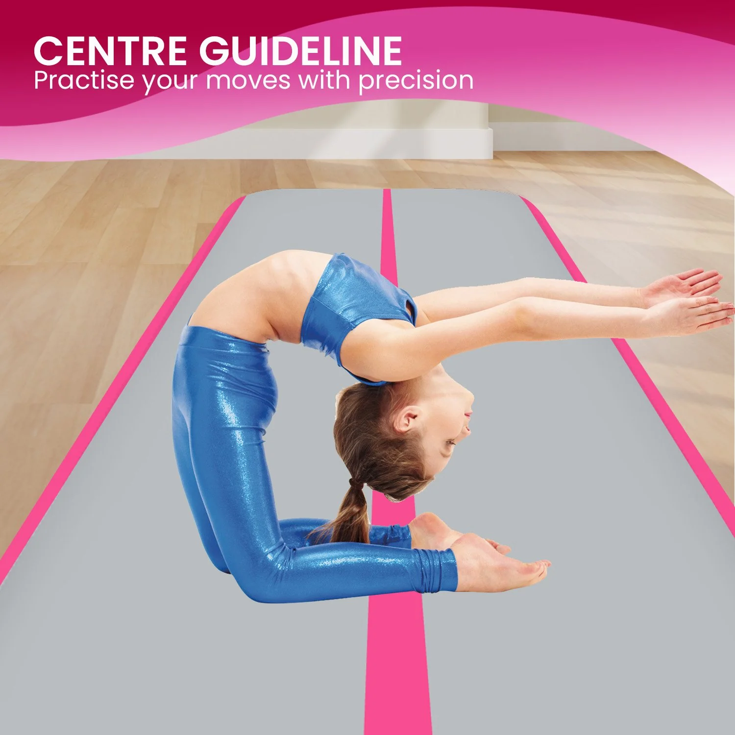 Powertrain 6m Air Track Gymnastics Mat (Grey/Pink) - Image 8
