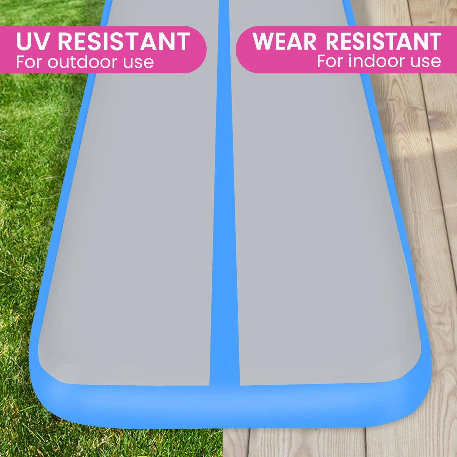 Powertrain 6m x 2m x 20cm Air Track Gymnastics Mat Tumbling Exercise (Grey Blue) - Image 7