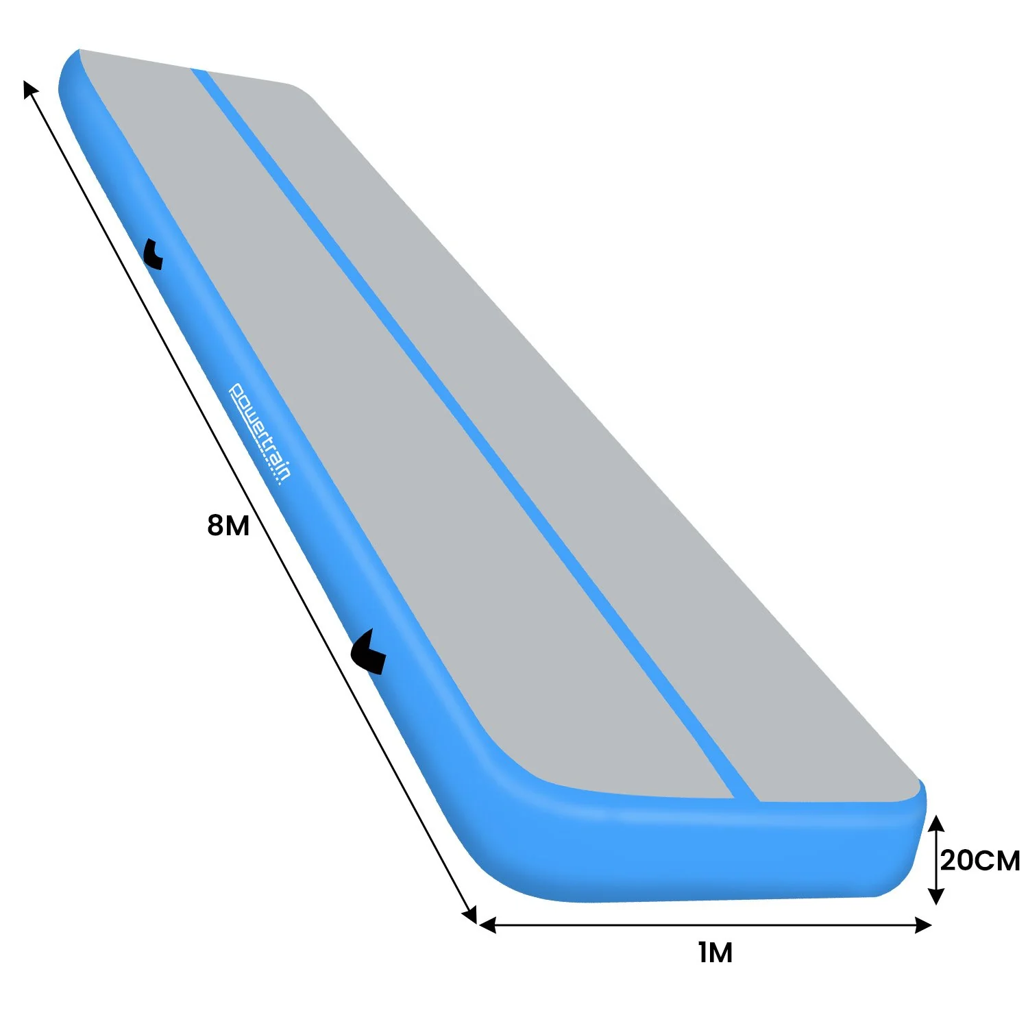 Powertrain 8m Air Track Gymnastics Mat - Grey/Blue - Image 2