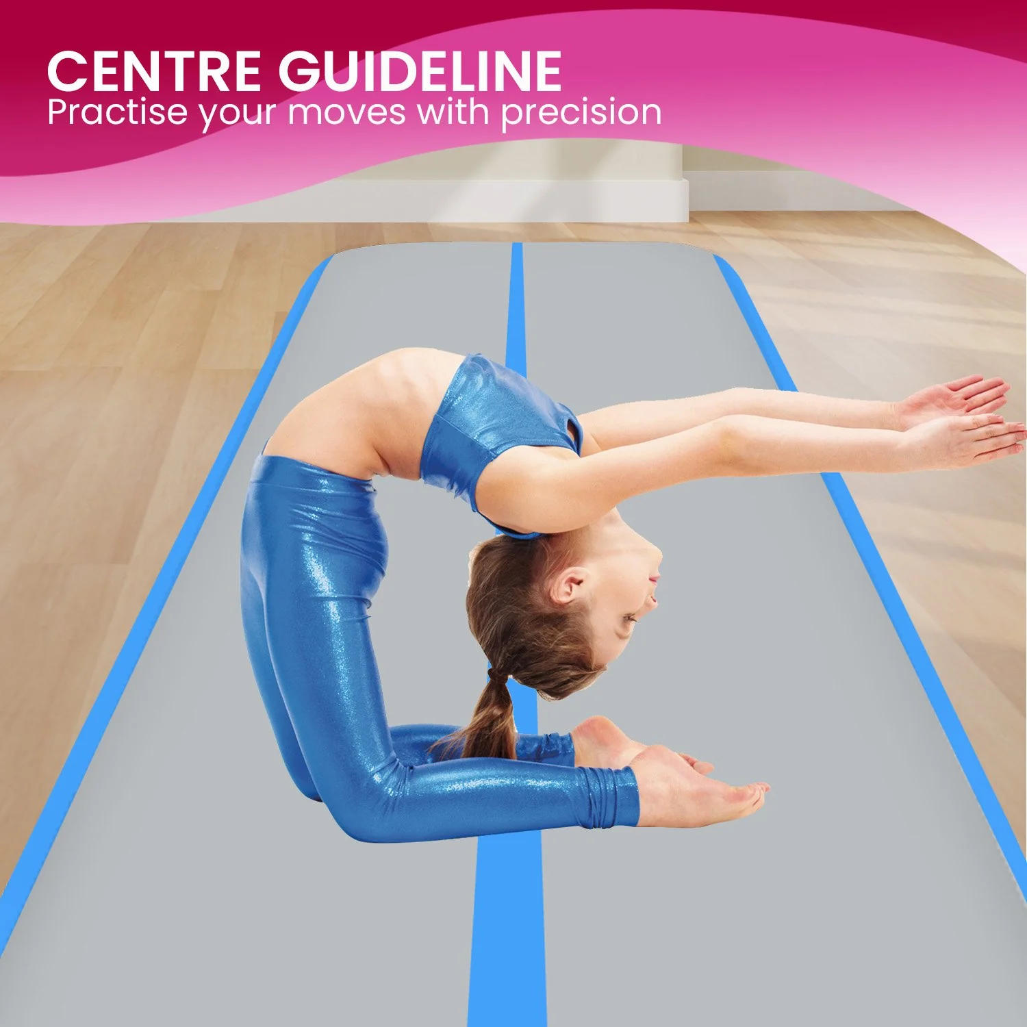 Powertrain 8m Air Track Gymnastics Mat - Grey/Blue - Image 8