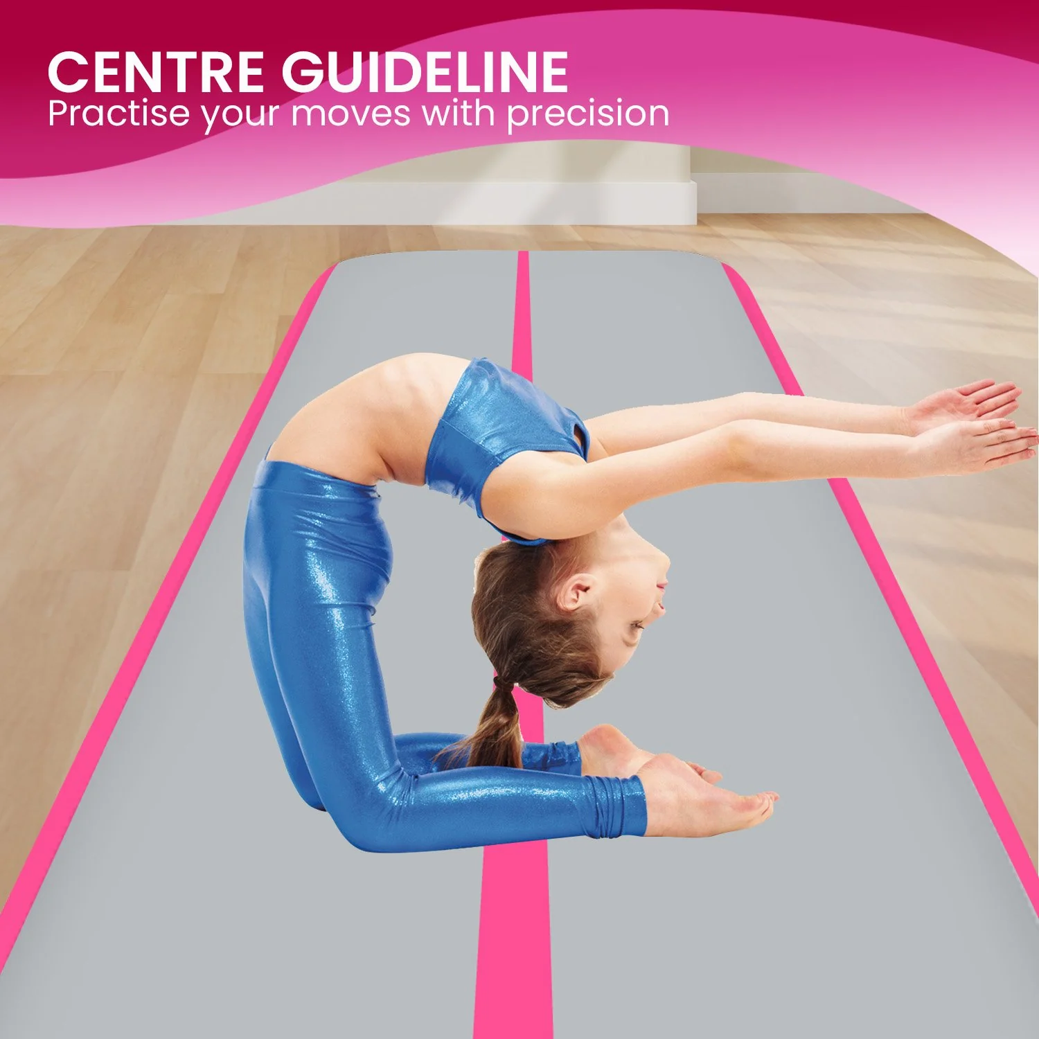 Powertrain 8m Air Track Gymnastics Mat (Grey/Pink) - Image 8
