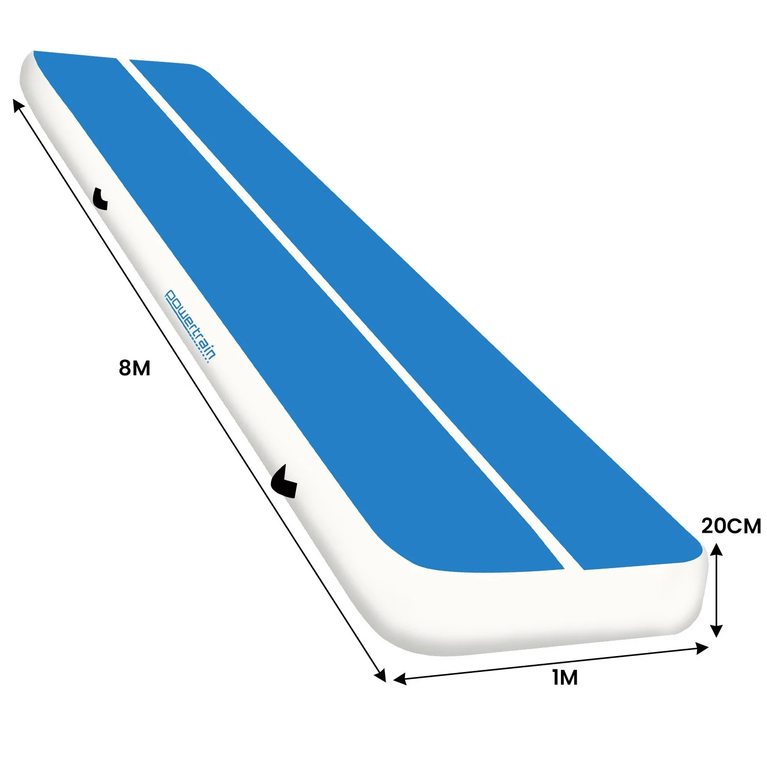 Powertrain 8m x 1m x 20cm Air Track Inflatable Gymnastics Mat Tumbling (Blue White) - Image 2