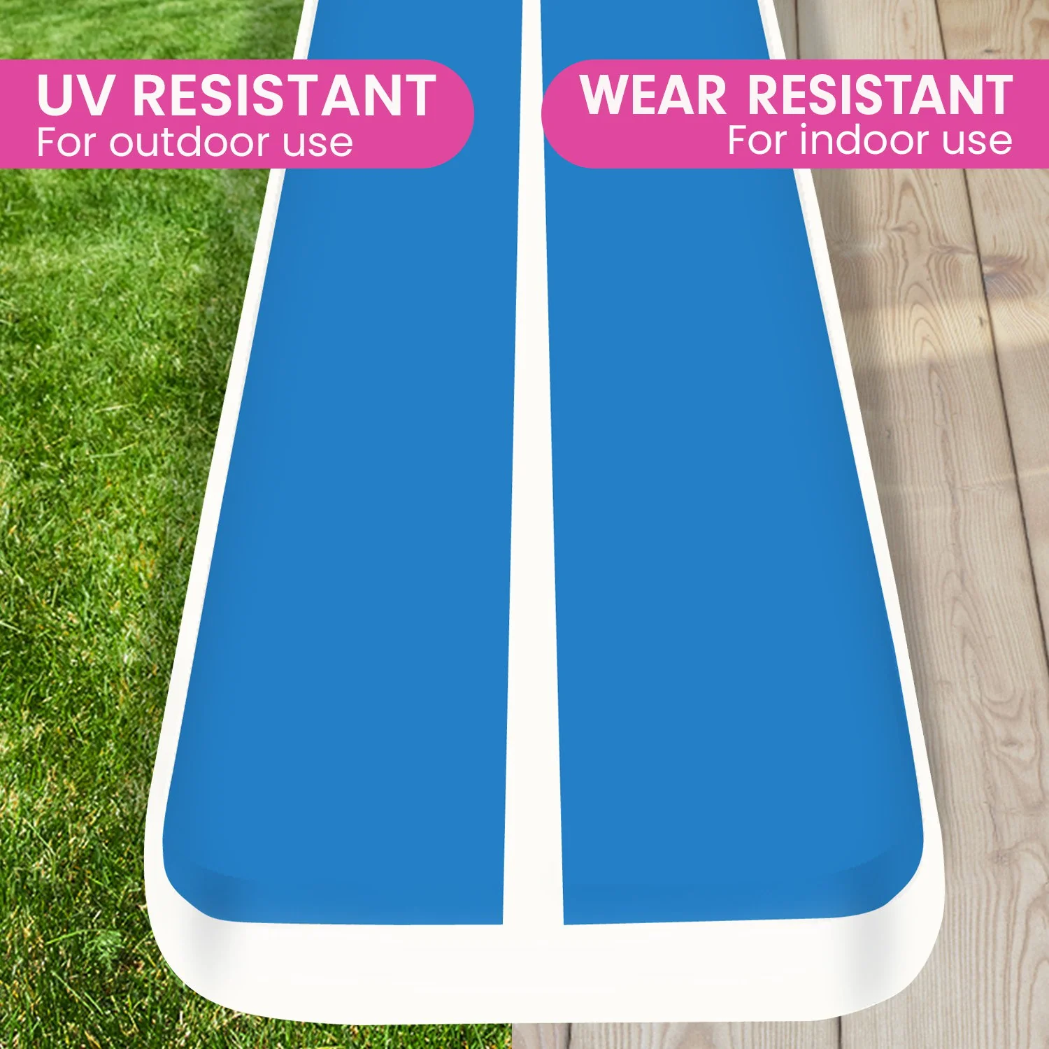 Powertrain 8m x 1m x 20cm Air Track Inflatable Gymnastics Mat Tumbling (Blue White) - Image 7