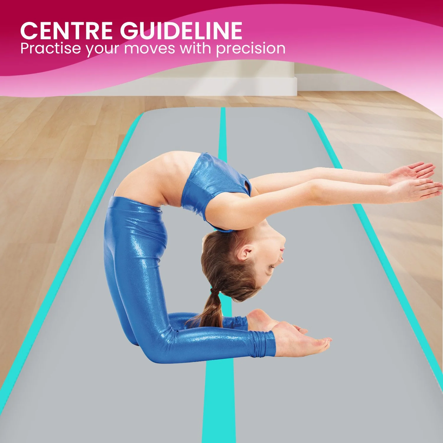 Powertrain 8m x 1m x 20cm Air Track Inflatable Gymnastics Mat Tumbling (Grey Green) - Image 8