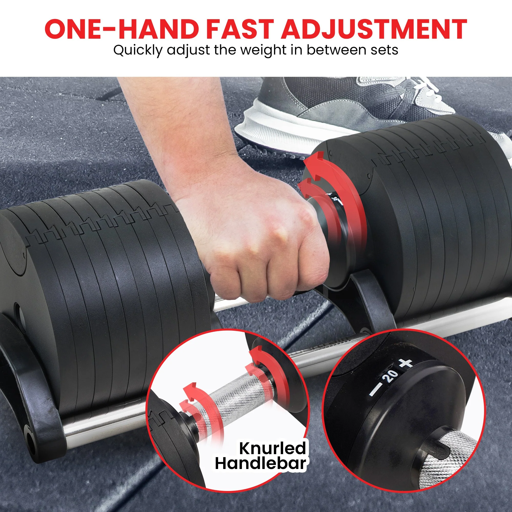 Powertrain Adjustable Dumbbells Eon 2 x 45kg - Image 7