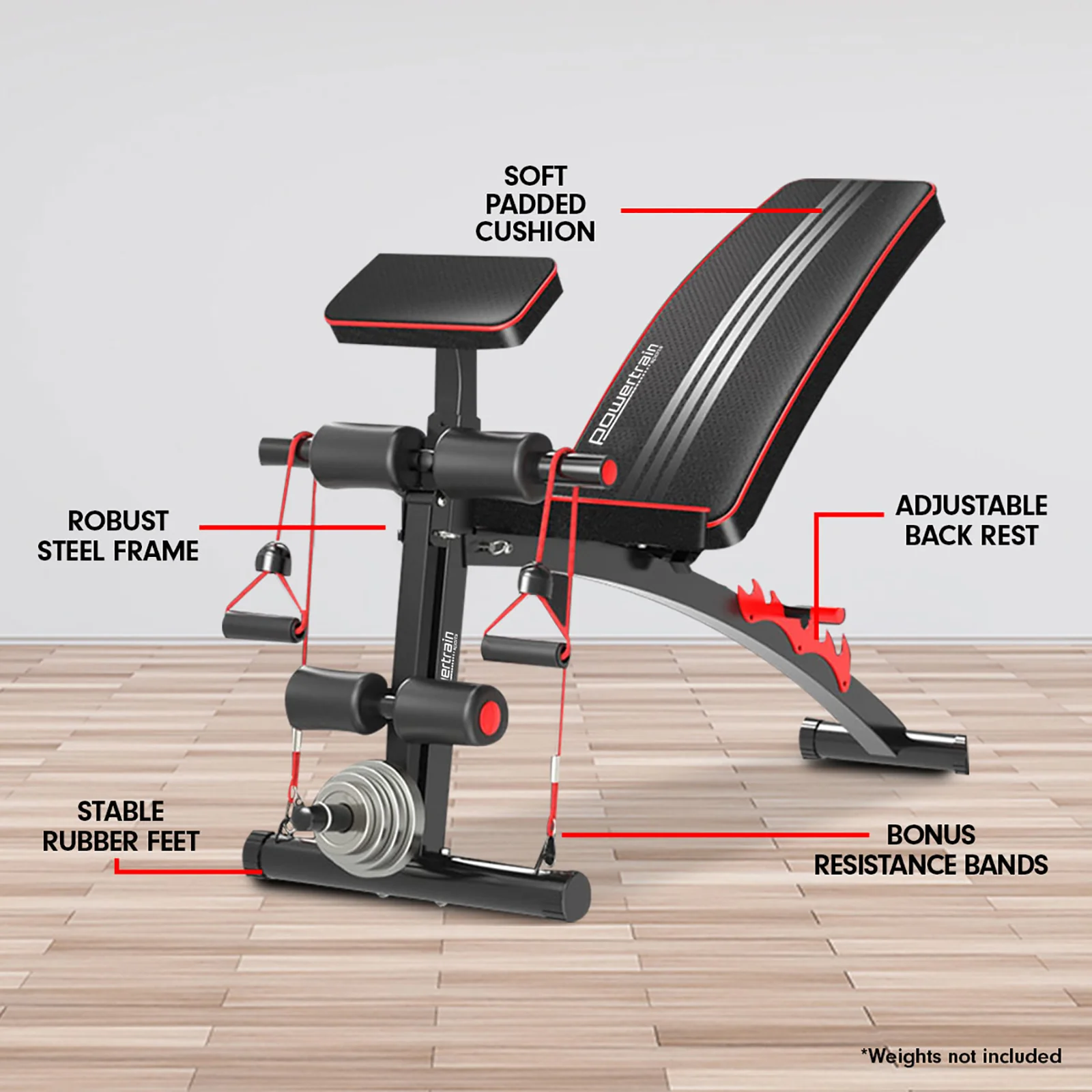 Powertrain Adjustable FID Home Gym Bench with Preacher Curl Pad - Image 8