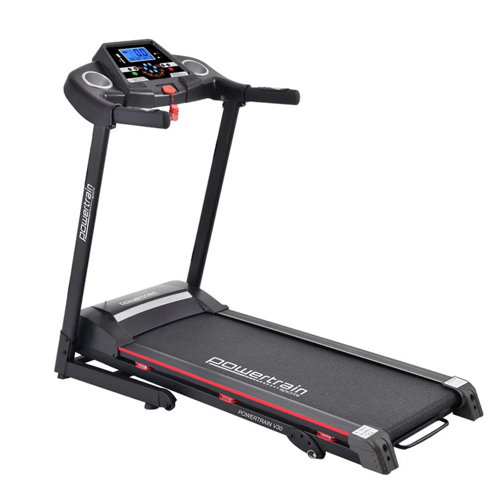 Powertrain V30 Foldable Treadmill 420mm Running Belt 14.8kmh Speed 3 Level Incline12 Programs USB AUX