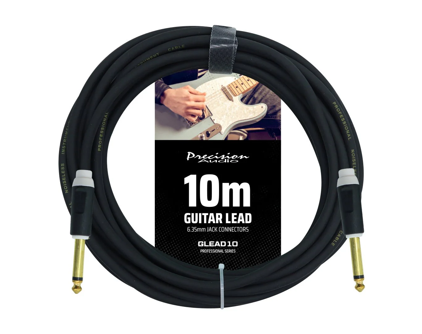Precision Audio 1/4" 6.35mm Guitar Lead Instrument Cable Black 10m