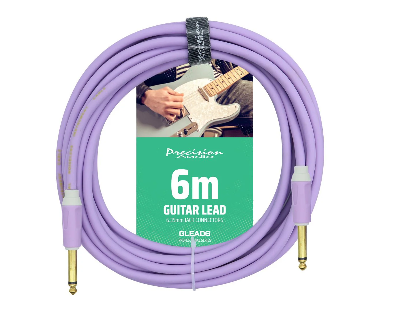 Precision Audio 1/4" 6.35mm Guitar Lead Instrument Cable Purple 6m