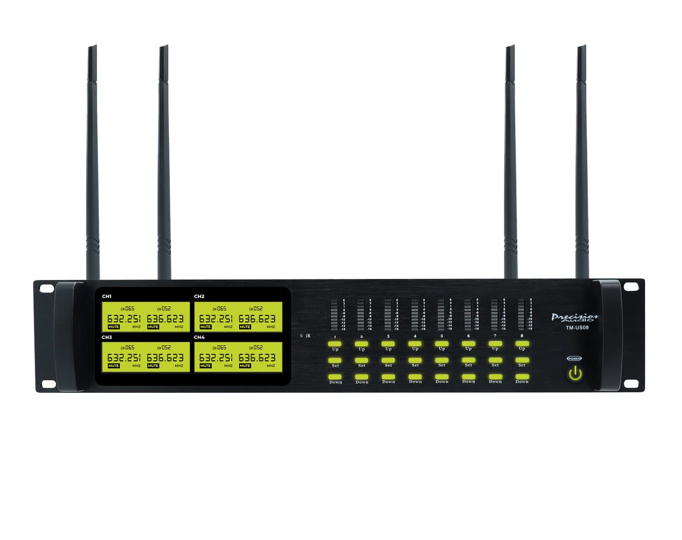 Precision Audio 8 Channel UHF Wireless Microphone System Rack Mount LCD Display - Image 2