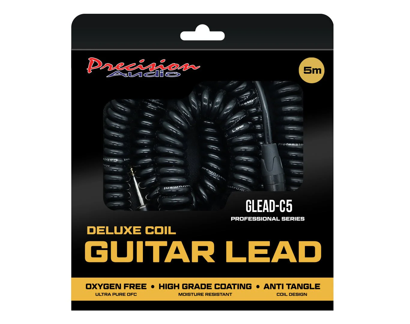 Precision Audio Guitar Coil Cable 1/4" Jack Premium Lead 5m