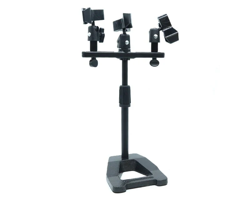 Precision Audio Triple Desk Mic Stand Sturdy Metal Base Guitar Drums Recording - Image 3
