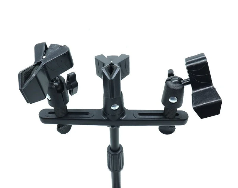 Precision Audio Triple Desk Mic Stand Sturdy Metal Base Guitar Drums Recording - Image 4
