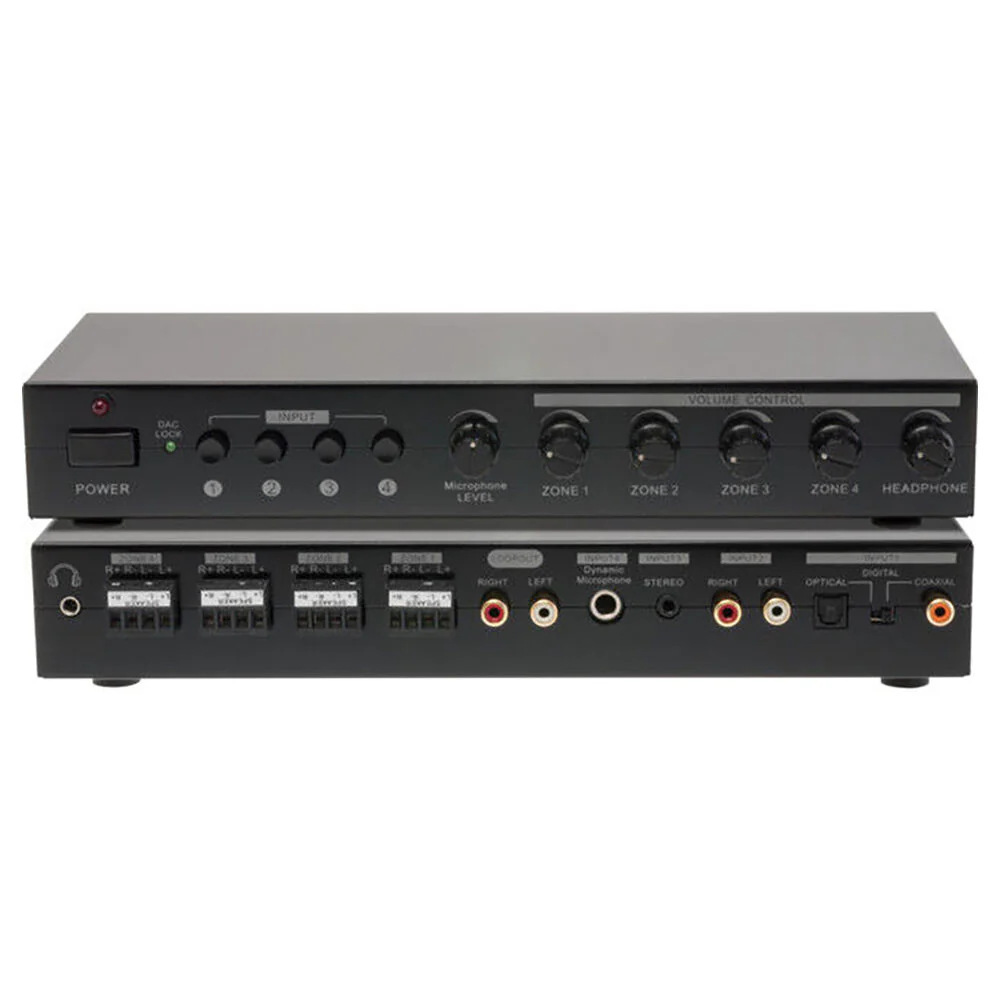 Pro2 4-Zone Audio Power Amplifier Integrated 4 Source Stereo 285mm (Black)