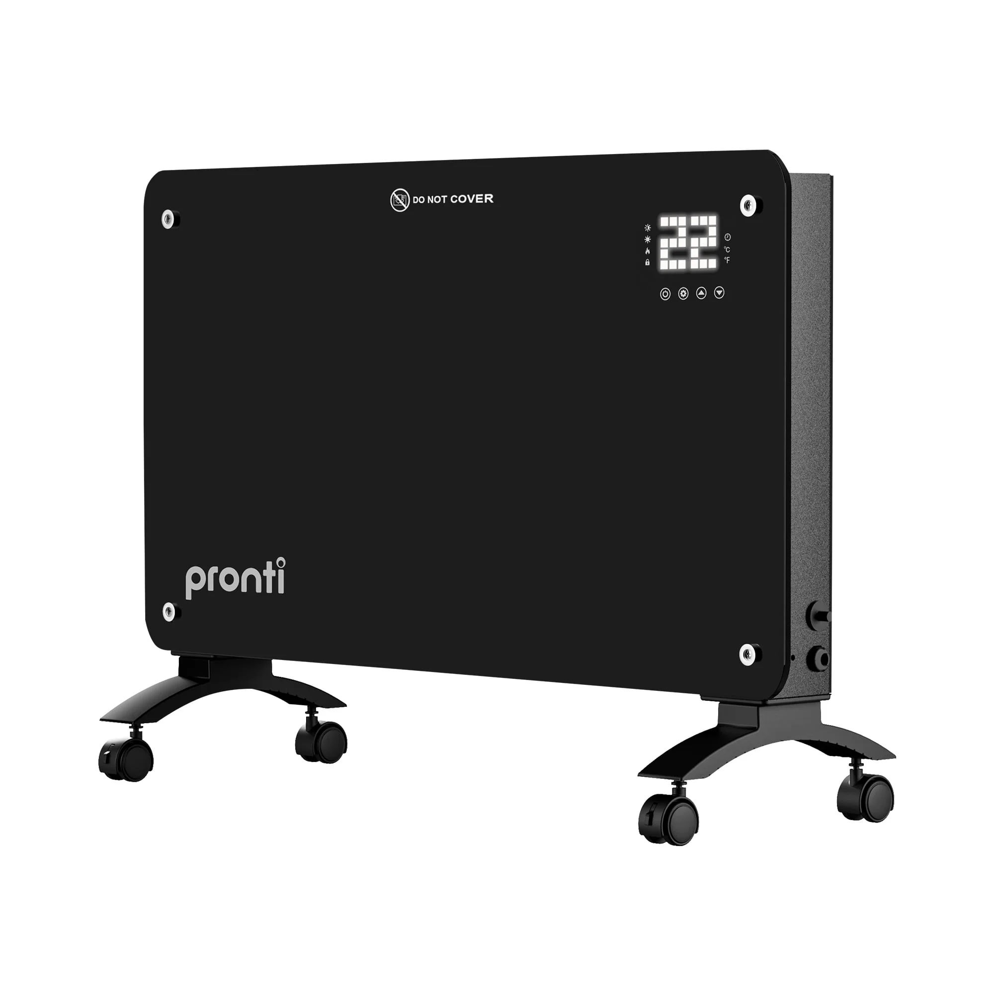 Pronti Glass Panel Convection Heater with Remote Control LED Display (Black) - Image 2