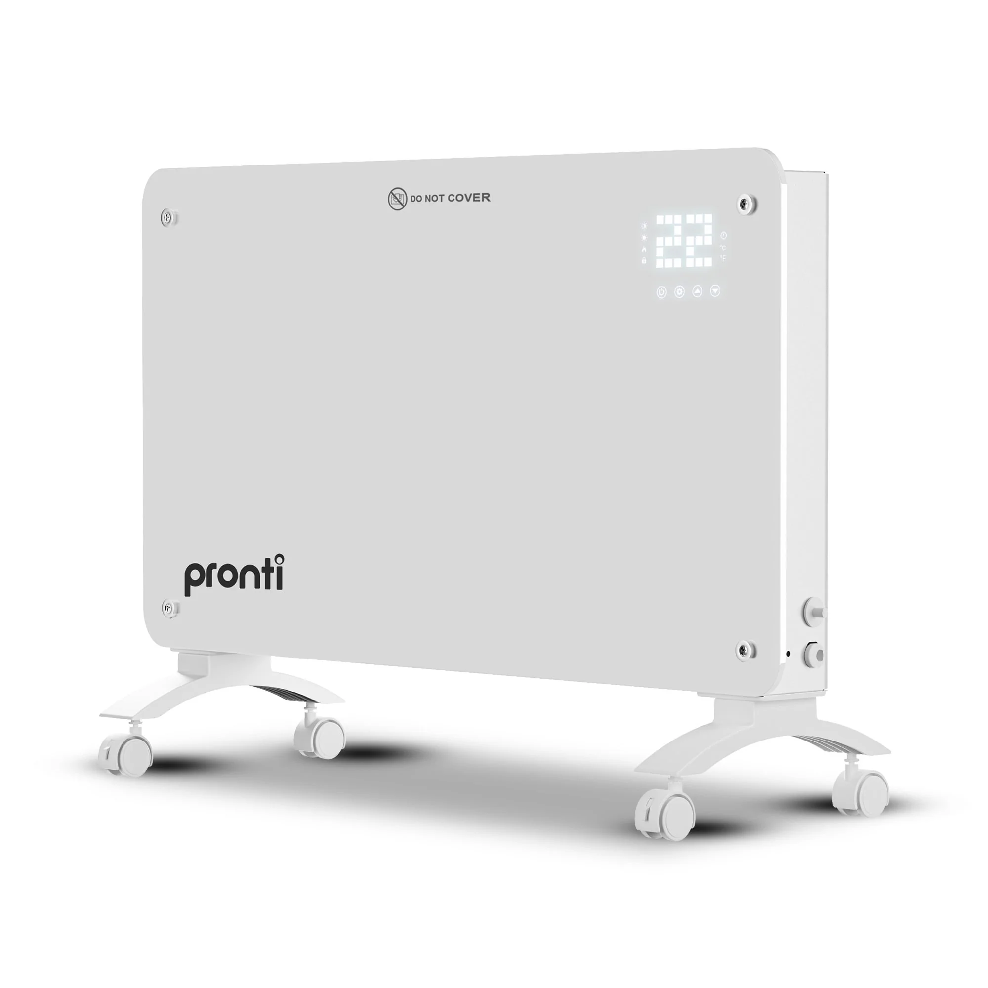 Pronti Glass Panel Convection Heater with Remote Control LED Display (White)