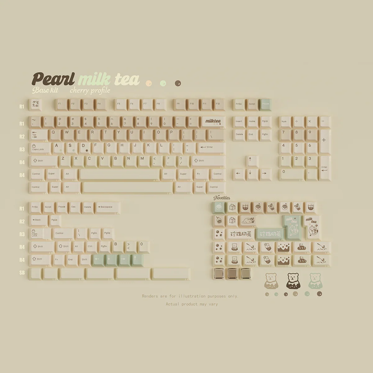 Qwertykeys Cherry profile Pearl Milk Tea Keycap Set - Image 2