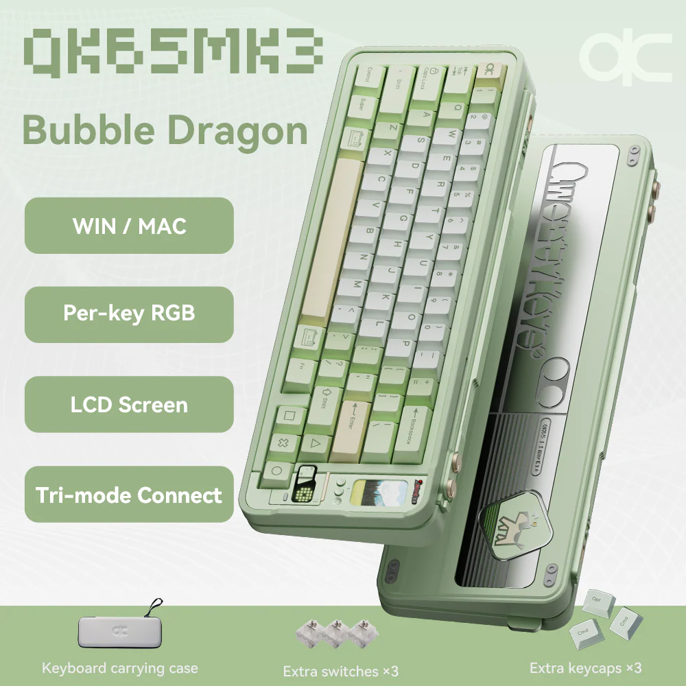 Qwertykeys QK65 Mk3 Prebuilt Wireless Mechanical Keyboard (Bubble Dragon) - Image 2