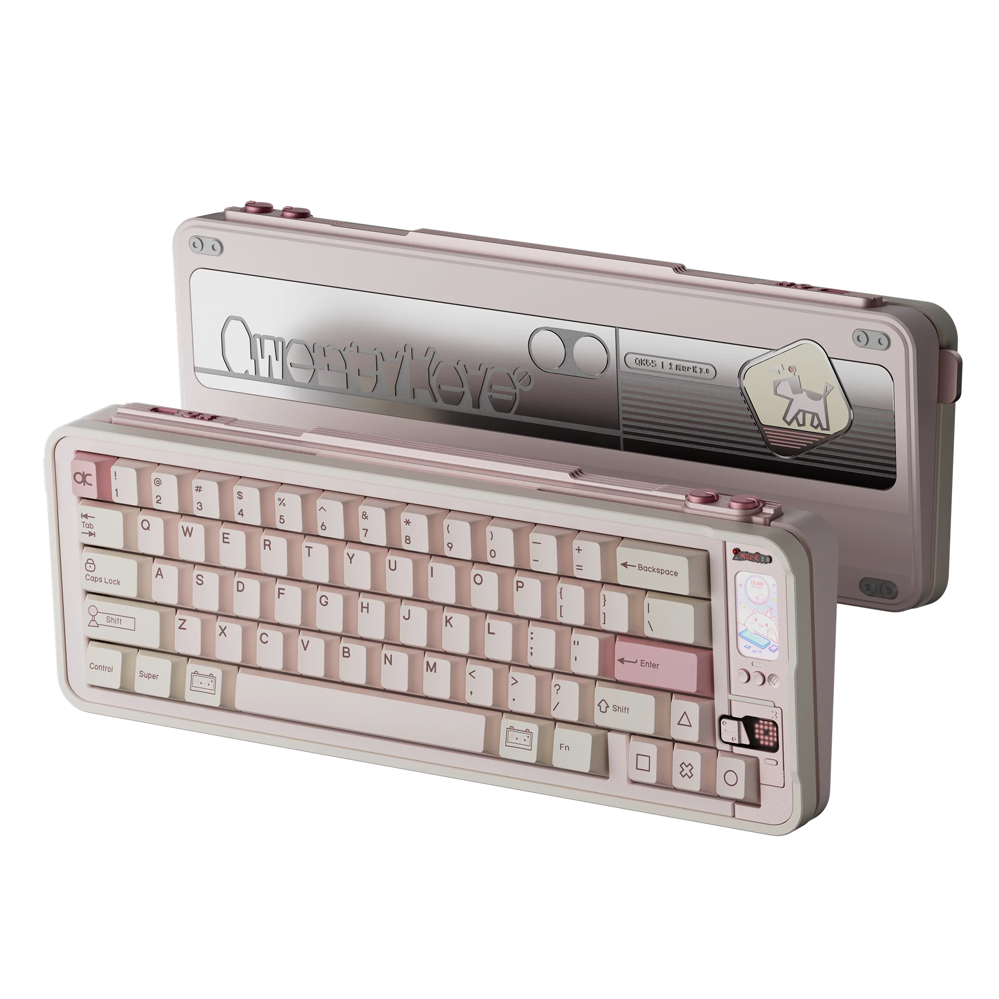 Qwertykeys QK65 Mk3 Prebuilt Wireless Mechanical Keyboard (White Peach)