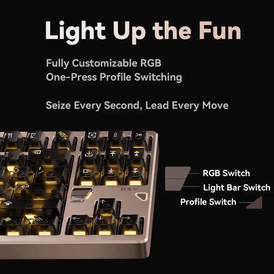 Qwertykeys QK&ATK HEX80 8K HE Wired Magnetic Custom Keyboard (Spray-coated Spark) - Image 4