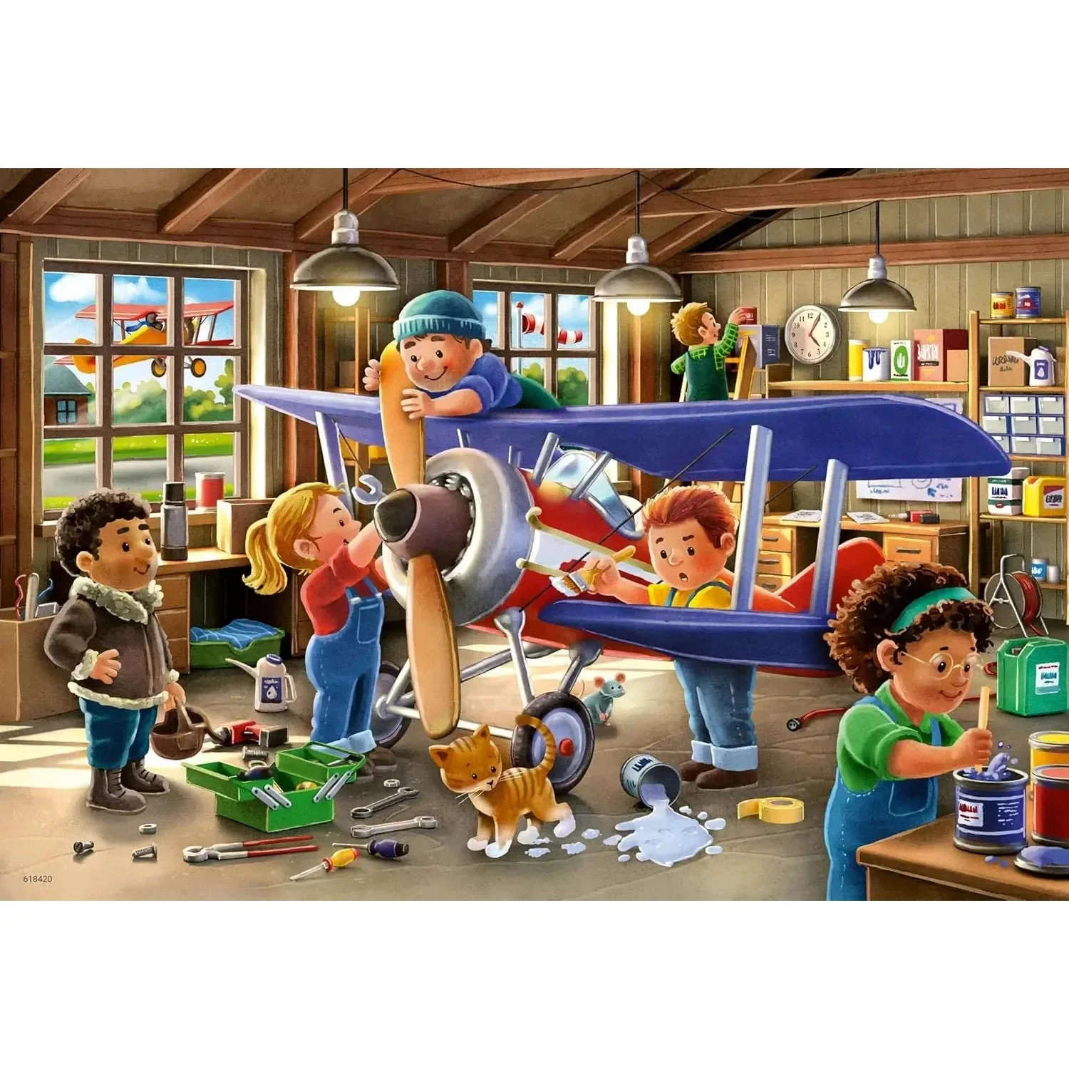 Ravensburger 2x12-Pieces Airplane & Train Repairs Puzzle - Image 2