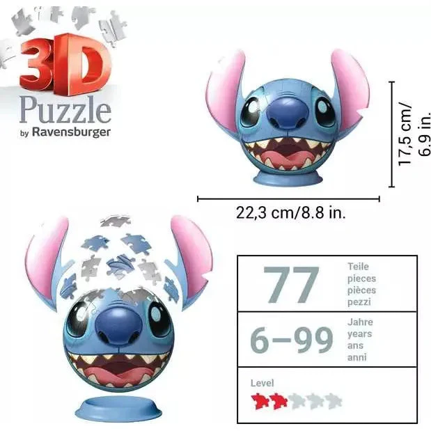 Ravensburger 72-Pieces 3D Puzzleball Disney Stitch with Ears - Image 5
