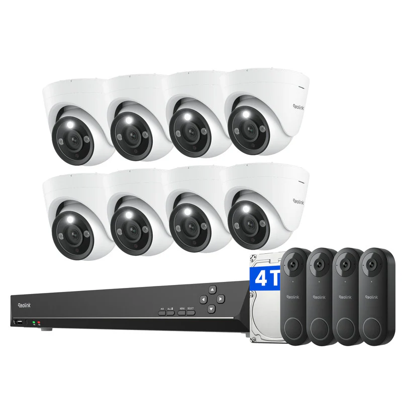 Reolink 12MP PoE Security System CCTV 16-Channel NVR with 4 POE Video Doorbell