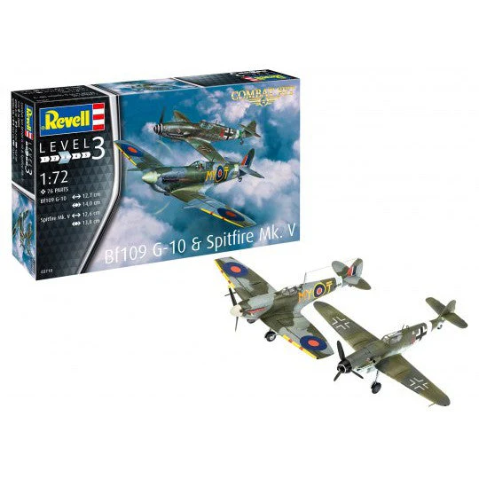Revell 1/72 Bf109G10 and Spitfire Mk.V Combat Set - Image 2