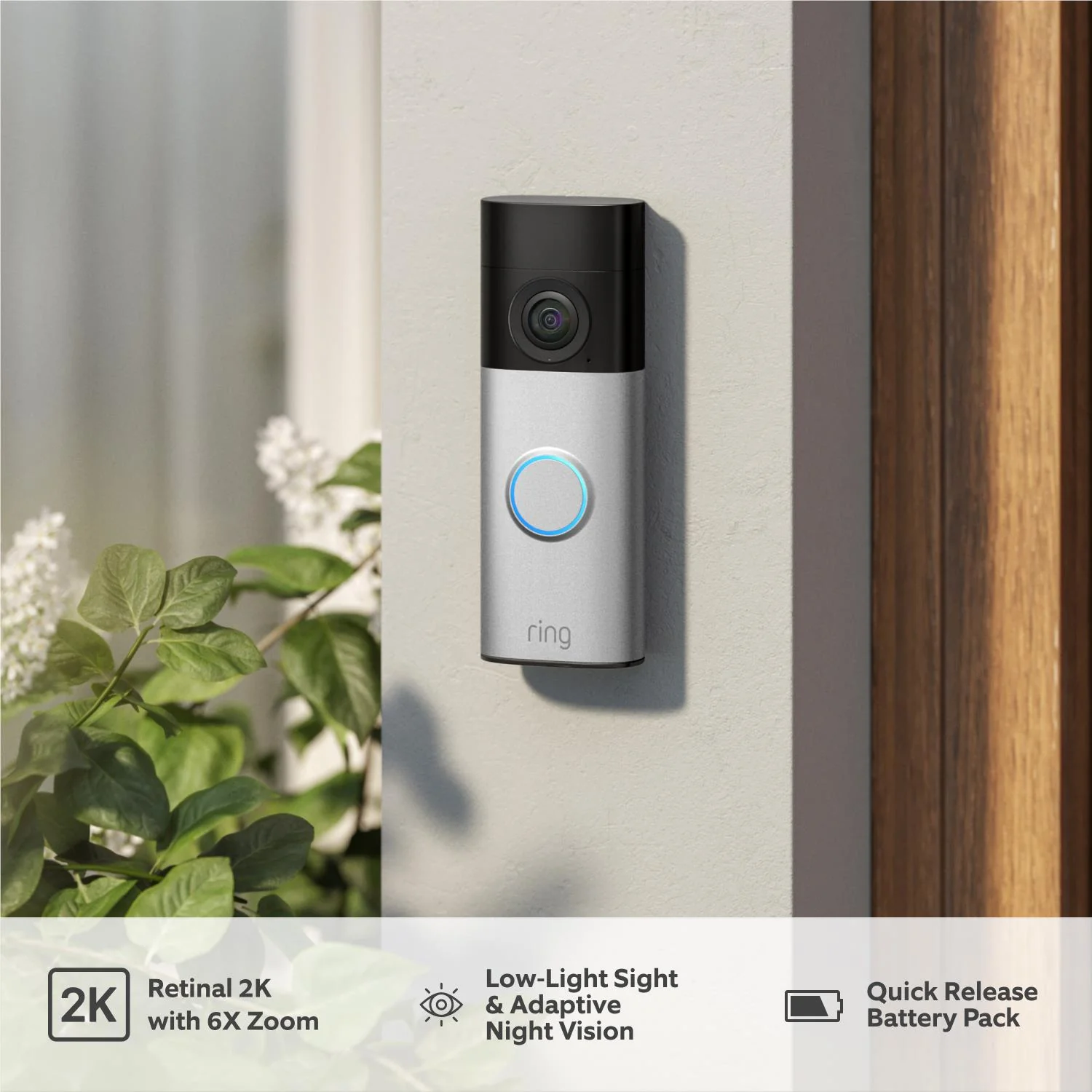 Ring Battery Video Doorbell Plus 2nd Gen with Chime 3rd Gen (Nickle Silver) - Image 4