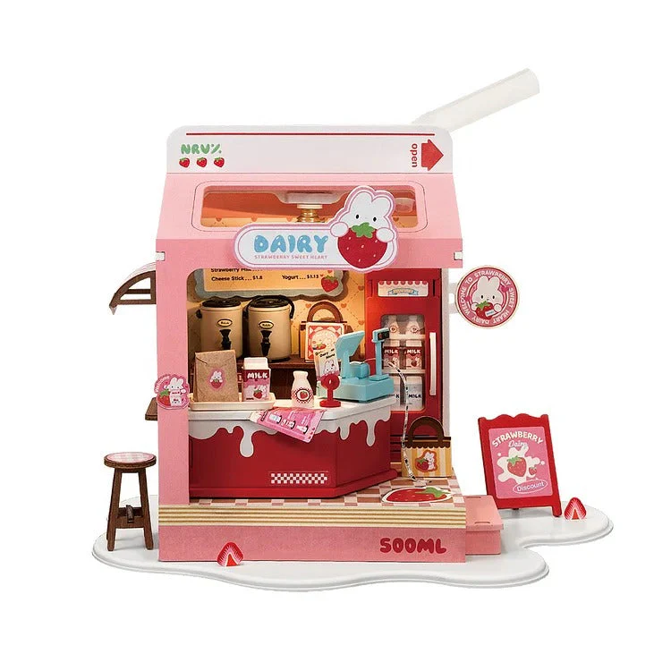 Robotime DIY Mini House Strawberry Milk Box