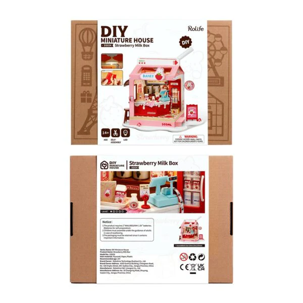 Robotime DIY Mini House Strawberry Milk Box - Image 2