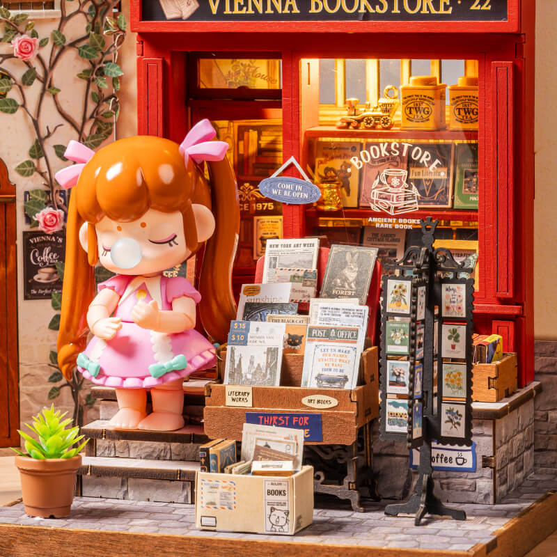 Robotime DIY Travel Street Vienna Bookstore - Image 3